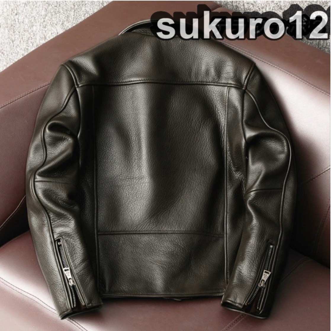 ライダース レザージャケット シープスキン 本革 バイクレザー メンズファッション 革ジャン S～4XL_画像9