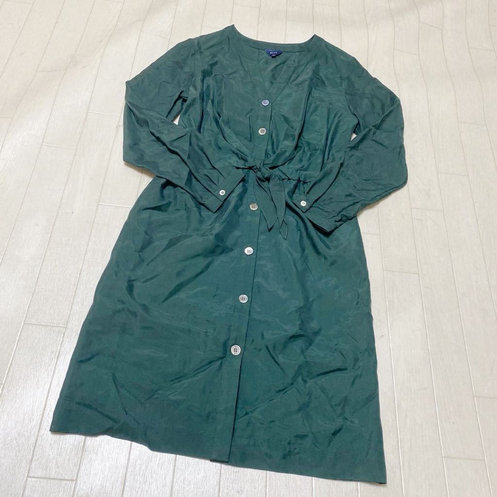 3771* SHIPS Ships tops One-piece dress shirt One-piece casual lady's 38 green 