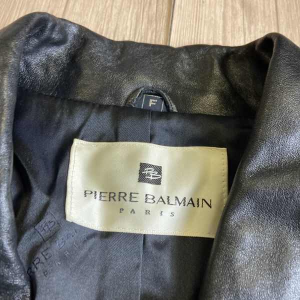 同梱可 pierre balmain ピエールバルマン　ラムレザー　コート　本革　_画像2