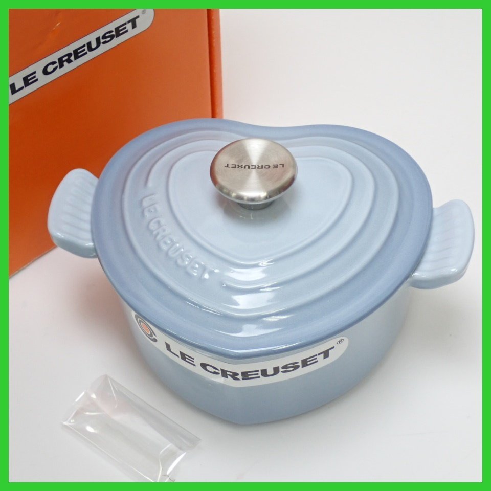 ★未使用 Le Creuset/ルクルーゼ ココットダムール 16cm コースタルブルー/容量1L/鋳物ホーロー/パーツ・外箱付き/両手鍋&1236500115_画像1