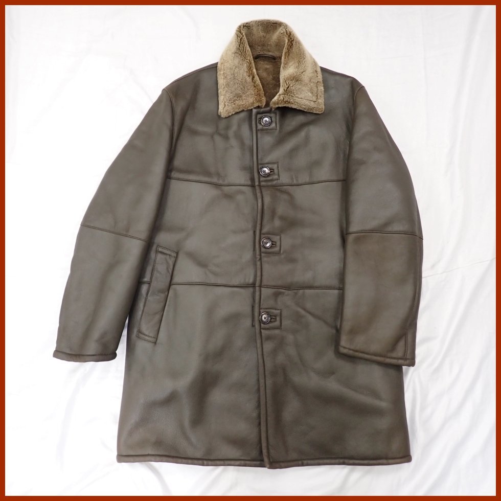 ★BURBERRY/バーバリー レザーコート M/メンズXL相当/ブラウン/羊革/ファー襟/アウター/上着&1880700019_画像1