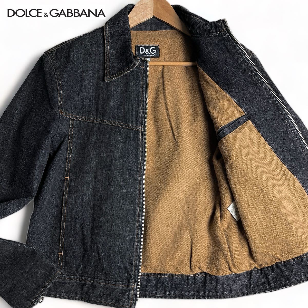 超希少XL!! 極美品 ●ドルチェ&ガッバーナ DOLCE&GABBANA D&G ドルガバ デニムジャケット ジージャン ブルゾン ライダース ジップ_画像1