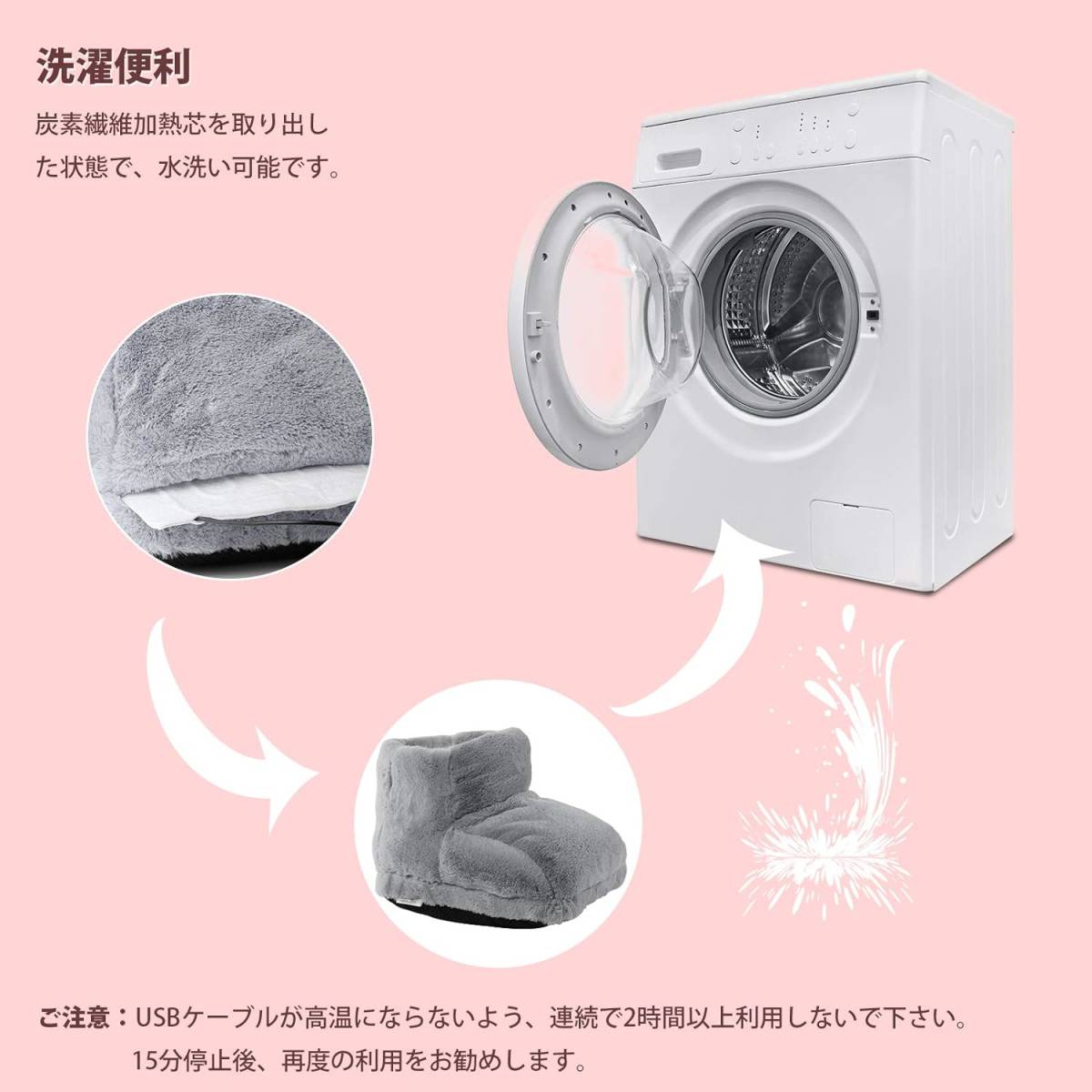Ankuka 足温器 フットウォーマー 3段階温度調節 タイマー機能 男女兼用 洗濯可能 日本語取扱説明書 グレー_画像5