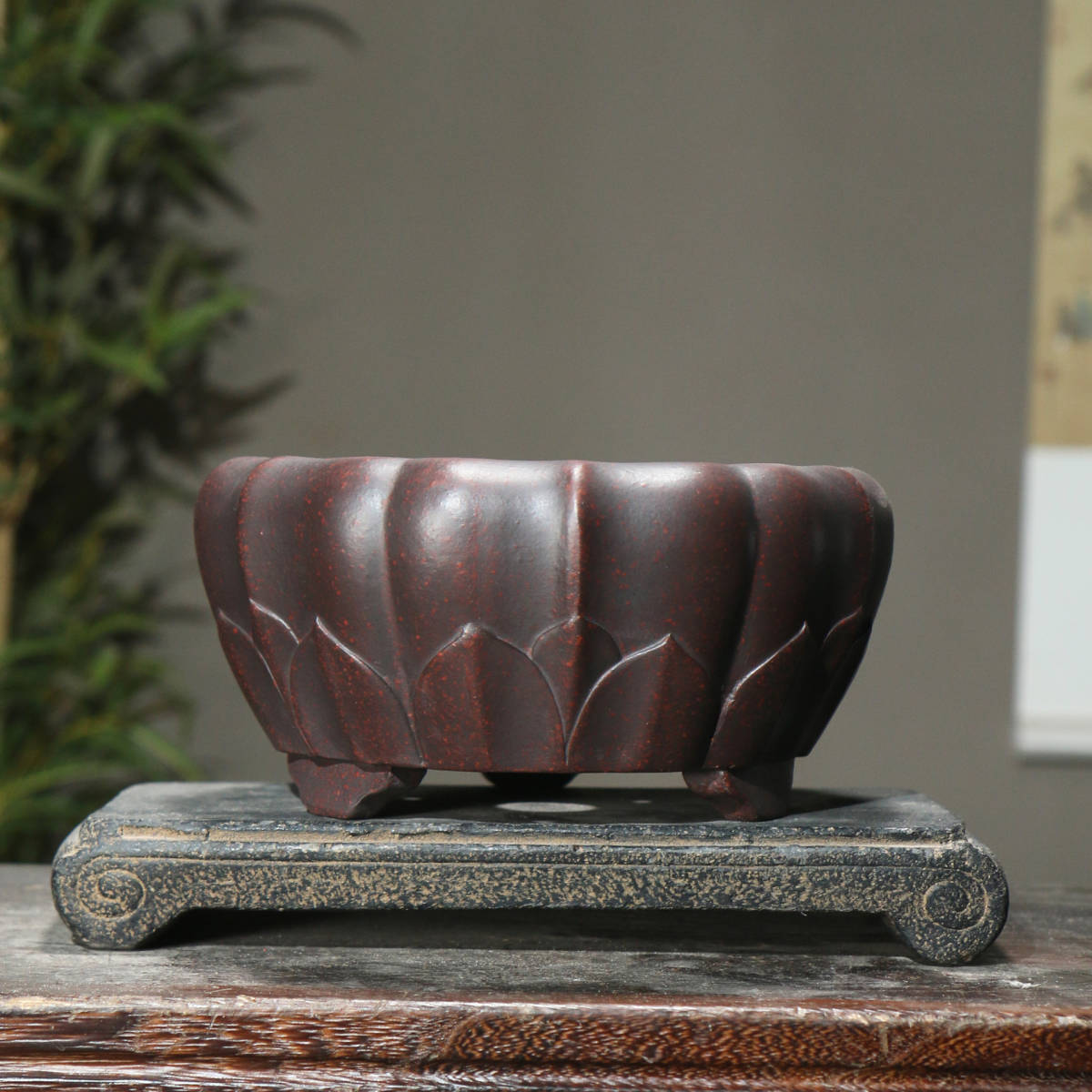  new goods new arrival bonsai equipment pot . mud plant pot bonsai pot wheel flower type pot trunk cord step pair inside . circle pot hand made handmade 21×11cm. сolor selection possible 