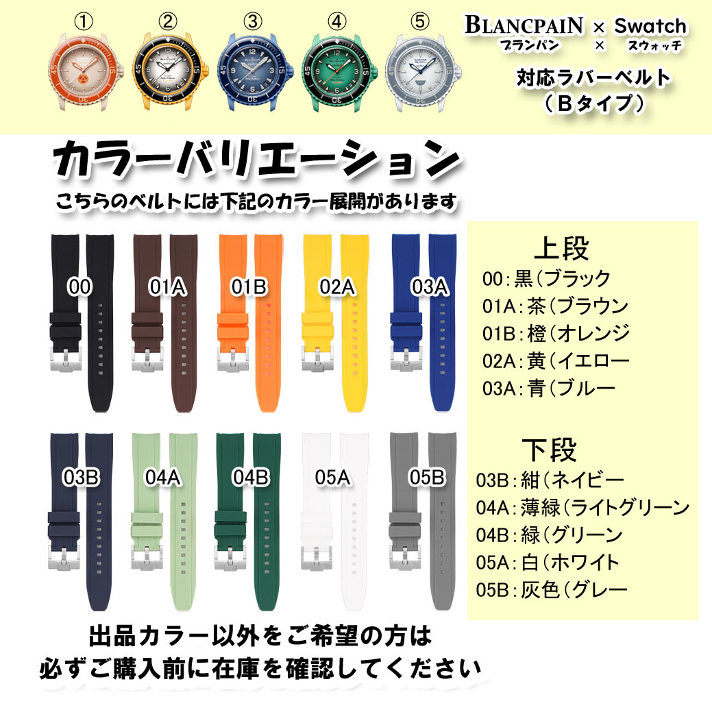 BLANCPAIN×Swatch　ブランパン×スウォッチ　対応ラバーベルト(B05A)_画像10