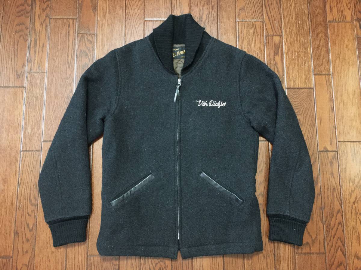 ラディアル ＲＡＤＩＡＬＬ ファラオジャケット S 黒 ブラック チェーンステッチ 刺繍 ショールカラー ジッパー ウール カーコート 日本製
