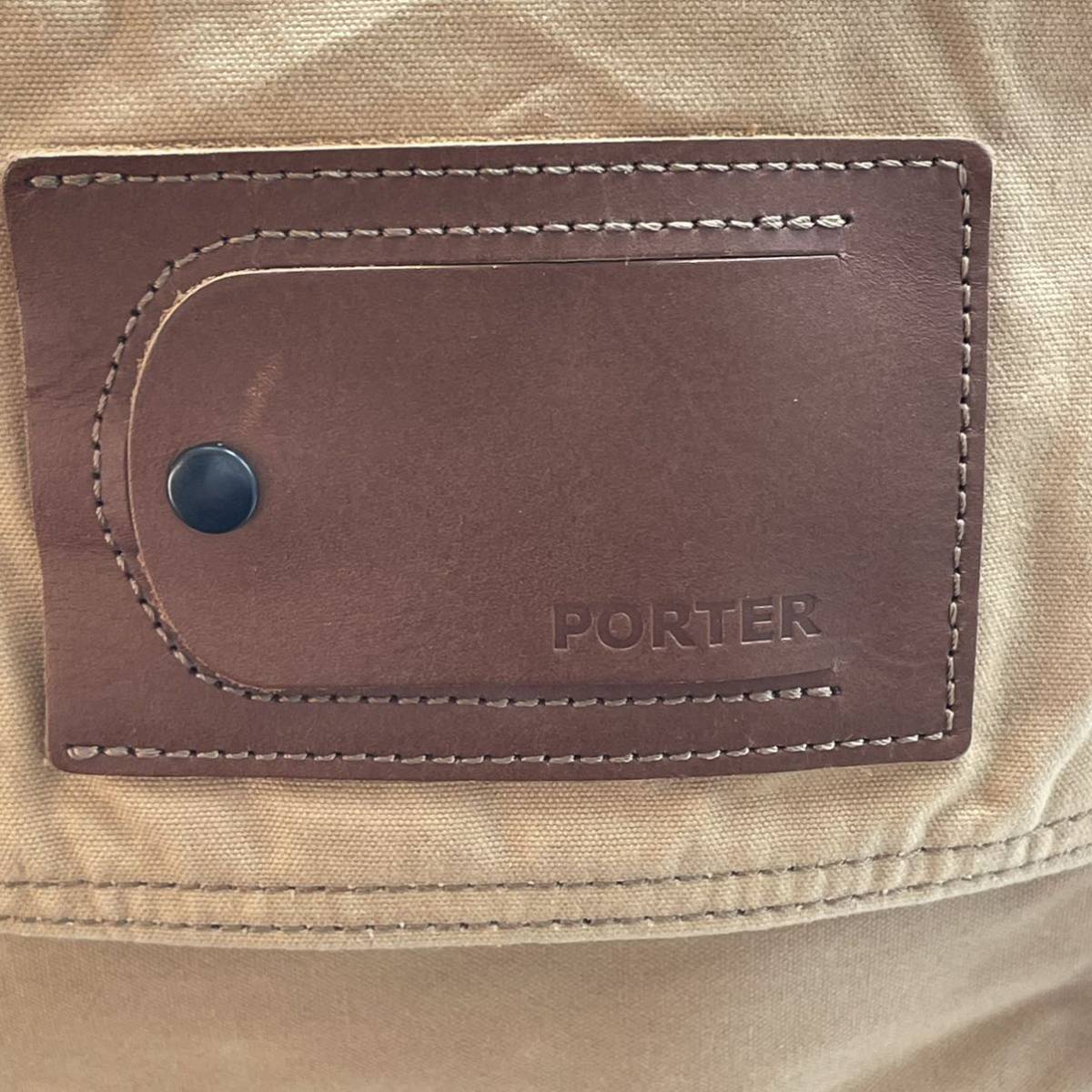 ⑧BN2479● PORTER ポーターショルダーバッグ メッセンジャーバッグ キャンバス ベージュ ブラウン_画像3