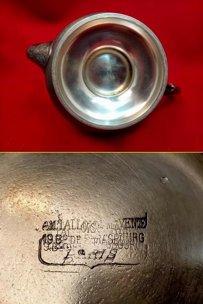 ビンテージ　AM　TALLOIS　19BD　刻印あり シルバー　銀製　フランス製　ロココ調　ティーポット　重さ（約）997ｇ 　/_画像4