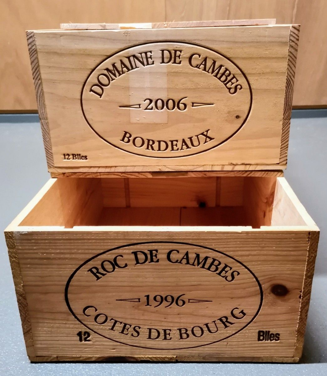 フランスボルドーワイン木箱２　1996’/2006' ロック ド カンプ　ヴィンテージウッドケース　レア品　美品