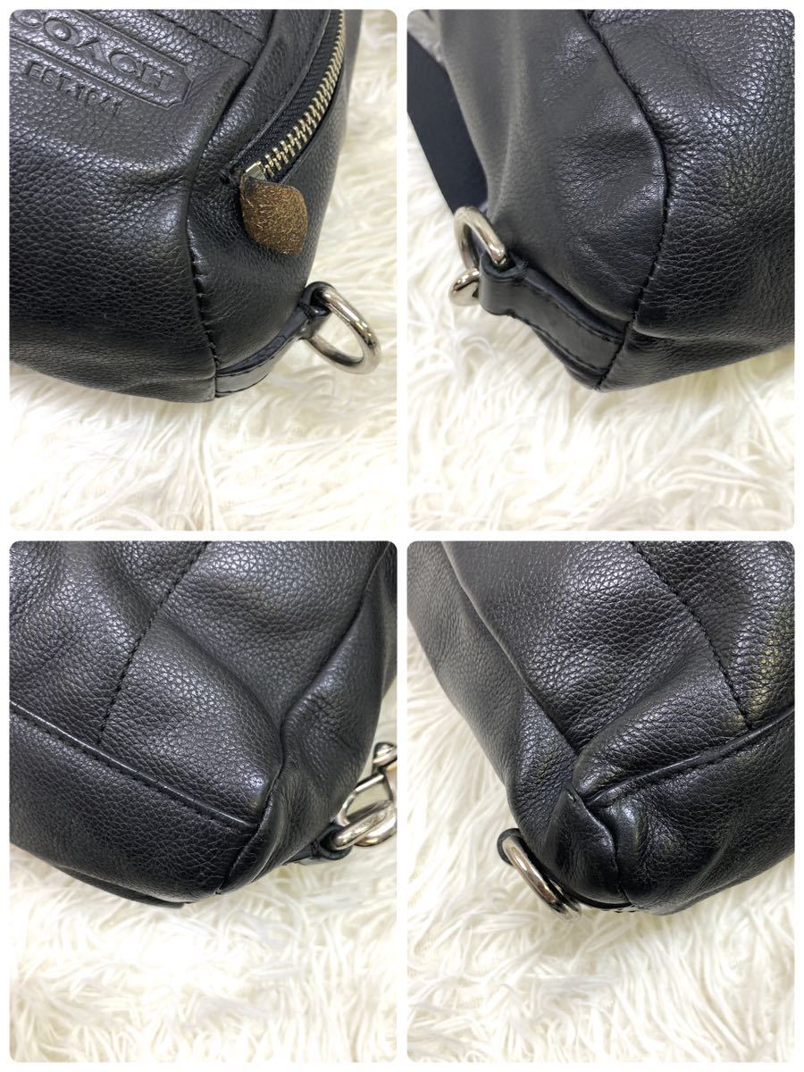 1円 【美品】 COACH コーチ ショルダーバッグ ボディ ウエスト レザー ブラック 70617 スリング ビジネス コンバーチブル メンズ ロゴ_画像10