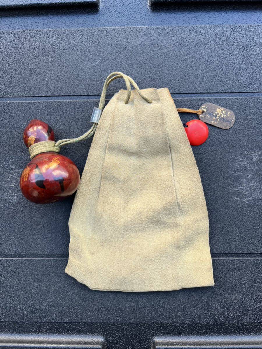 巾着 袋 腰下げ 小物入 ポーチ バッグ 和服 根付 瓢箪 昭和レトロ ヴィンテージ Purse Pouch Bag Japan Vintage_画像2