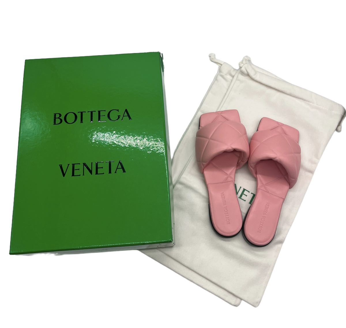 Bottega Veneta ボッテガ ヴェネタ リド サンダル カセット フラット ピンク レディース 35 箱付き【中古】