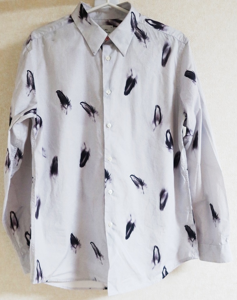 【PS Paul Smith】Falling Feathers カジュアルシャツ（ライトグレー、XL）_画像1