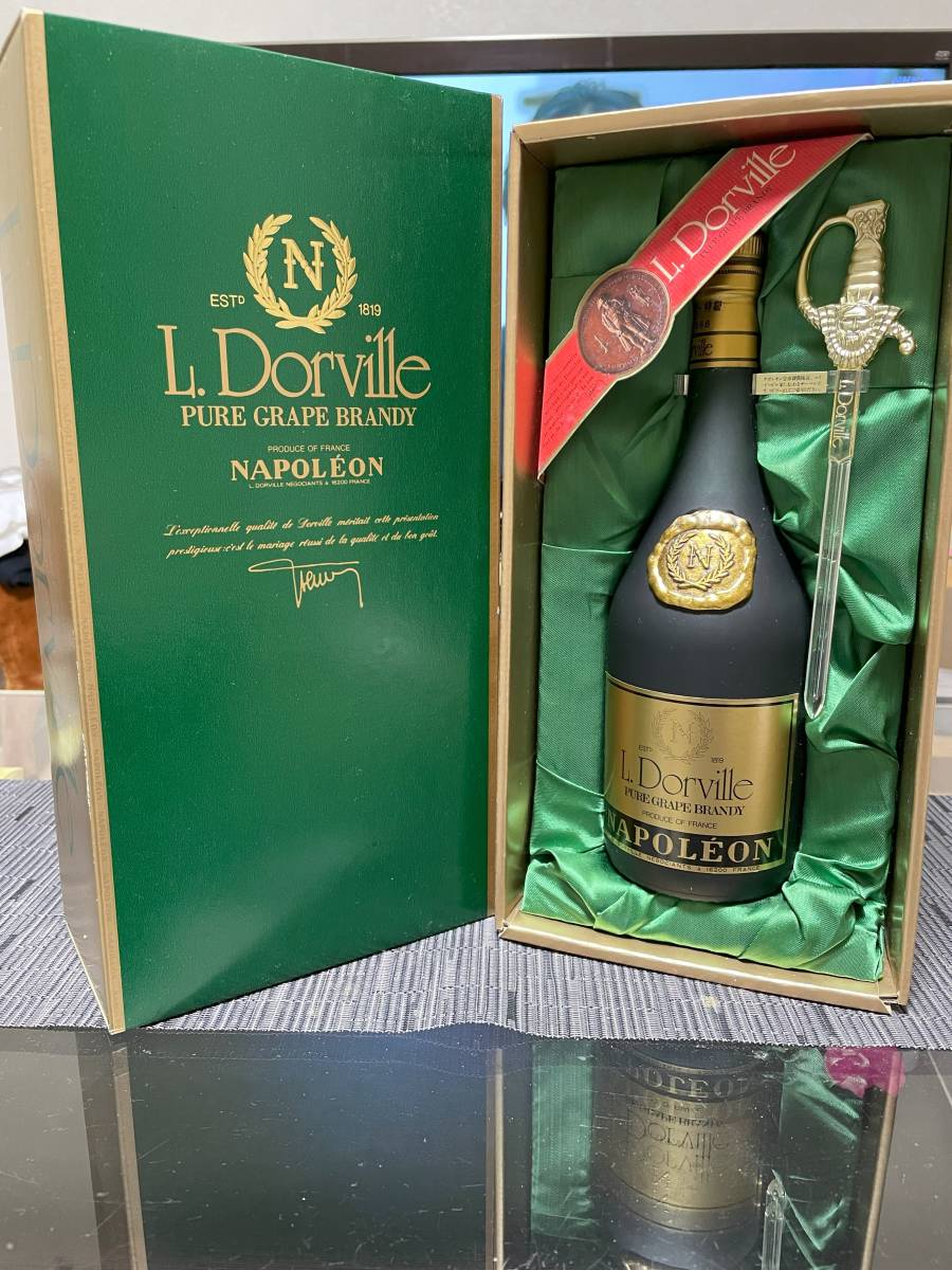 L.Dorville PURE GRAPE BRANDY NAPOLEON 700ml 40% 【古酒未開栓】マドラー付き ドーヴィル ピュアグレープ ナポレオン ブランデー_画像1