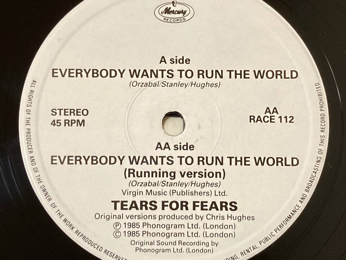 【80's】Tears For Fears / Everybody Wants To Run The World （1986、12 Inch Single、UK盤、Rule、Sport Aid）_画像3
