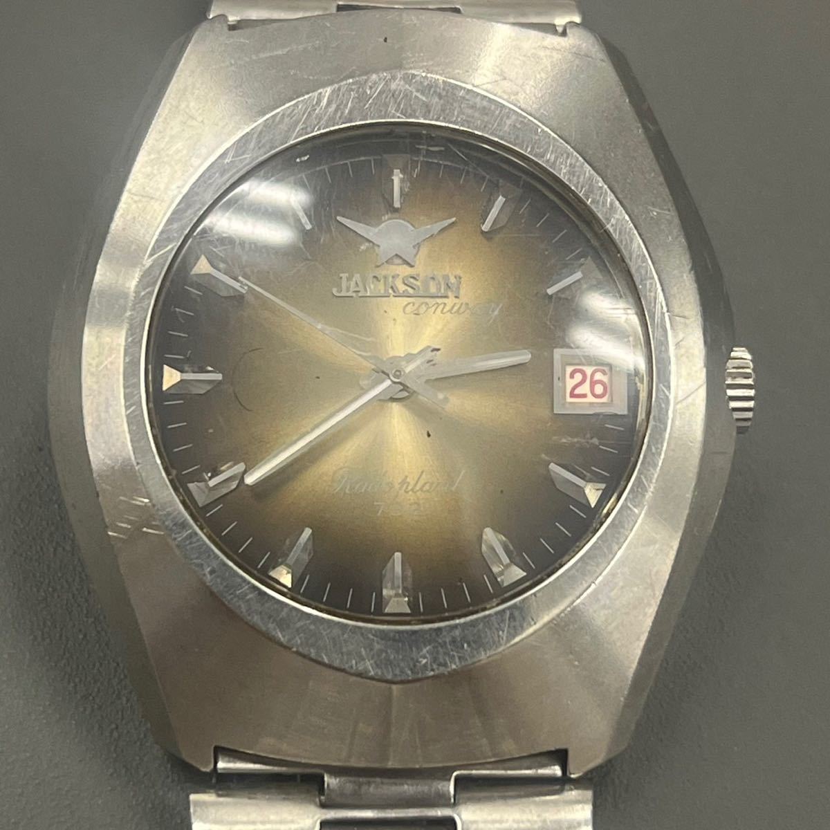 1000円スタート【稼動品】JACKSON・CONWAY ジャクソン・コンウエイ RADO Plant 732 自動巻き デイト 腕時計 中古_画像2