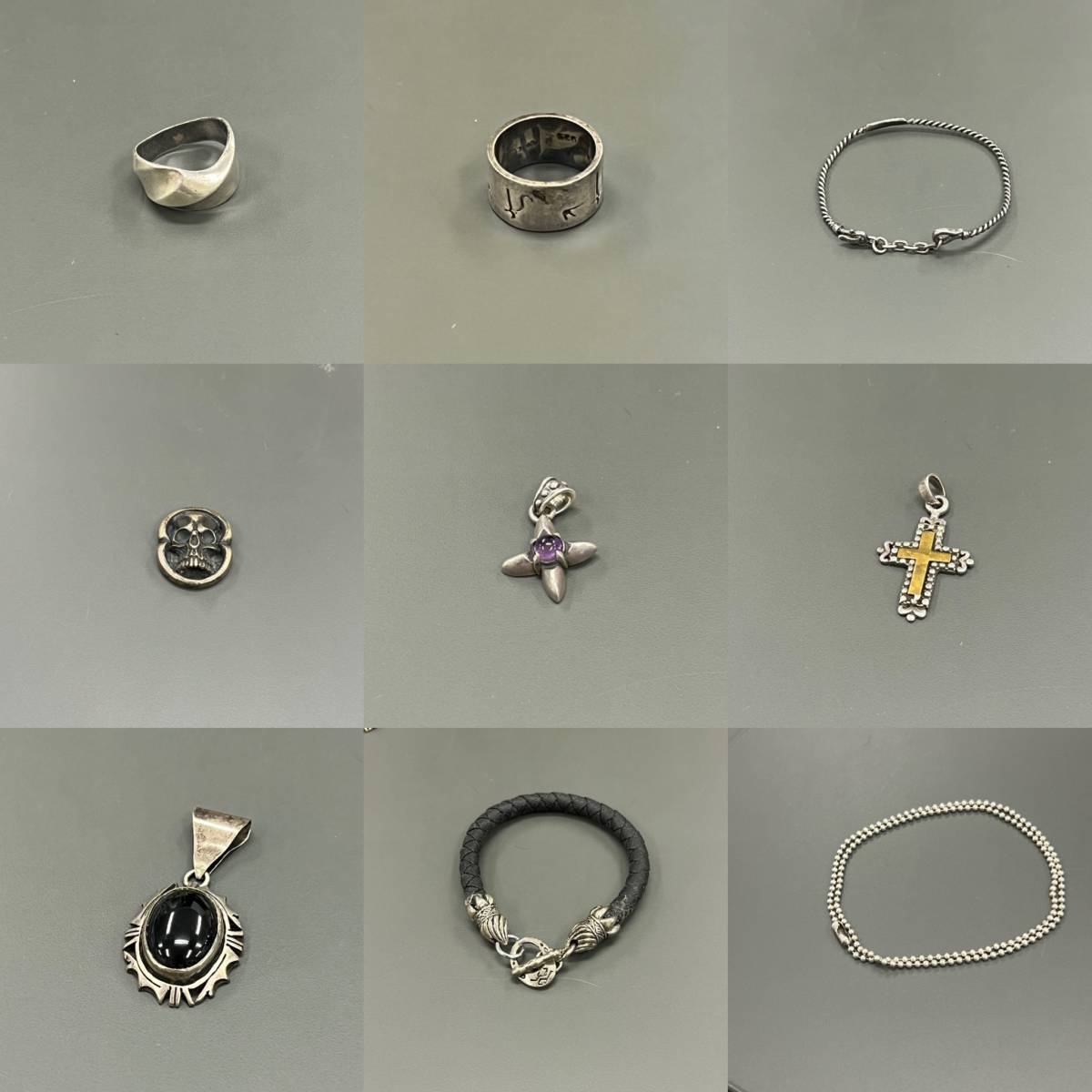 1スタ【中古】シルバーアクセサリー シルバー925 クロス ドクロ リング ブレスレット 大量 まとめ 431g_画像2