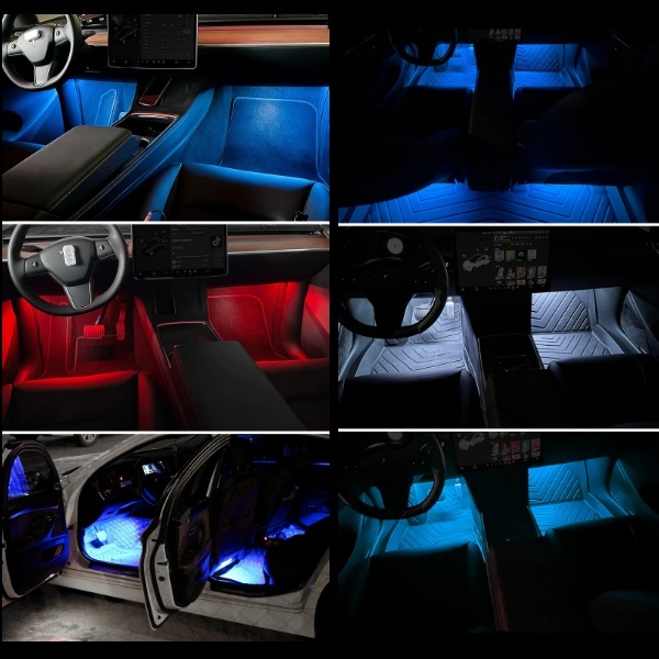 12V アイスブルー シガーソケット 車 フロアライト フットランプ 2本セット スイッチ付き 車内 装飾 足元 照明 LEDテープライト 汎用_画像2
