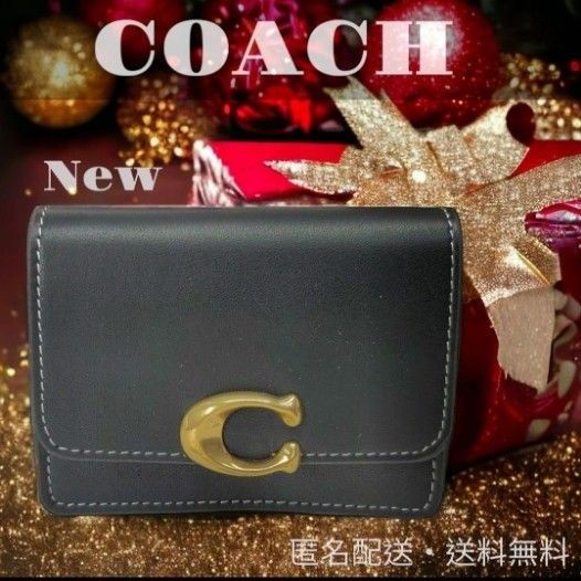 ■未使用■コーチ COACH CH825 Silver タビー 2つ折りカード レザー  カードケース 名刺  ブラック系