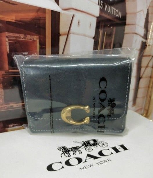 ■未使用■コーチ COACH CH825 Silver タビー 2つ折りカード レザー  カードケース 名刺  ブラック系