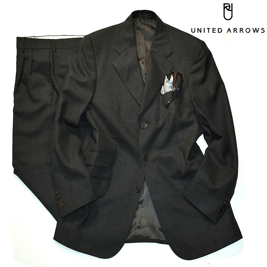 [定価9万] イタリア製 ユナイテッドアローズ セットアップ シングルスーツ 48/8 美品 メンズL グレー ジャケット パンツ カノニコ
