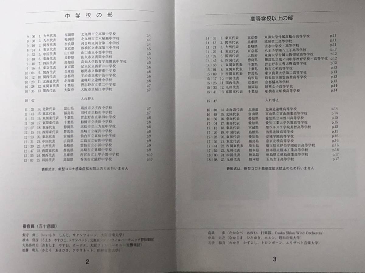 2021年度 第40回全日本小学校バンドフェスティバル & 第34回全日本マーチングコンテスト プログラムセット_画像5