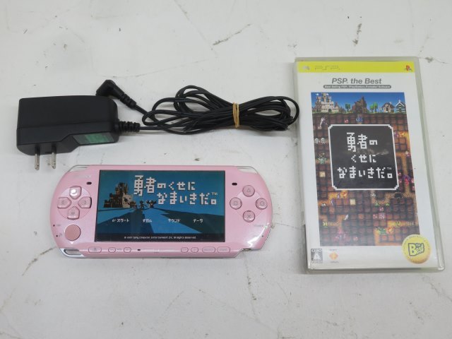 ソフト付★SONY PSP3000 ゲーム機器 ブロッサムピンク Ver.6.60 勇者のくせになまいきだ。 ソニー 保証シールあり 動作品 88535★！！_画像1