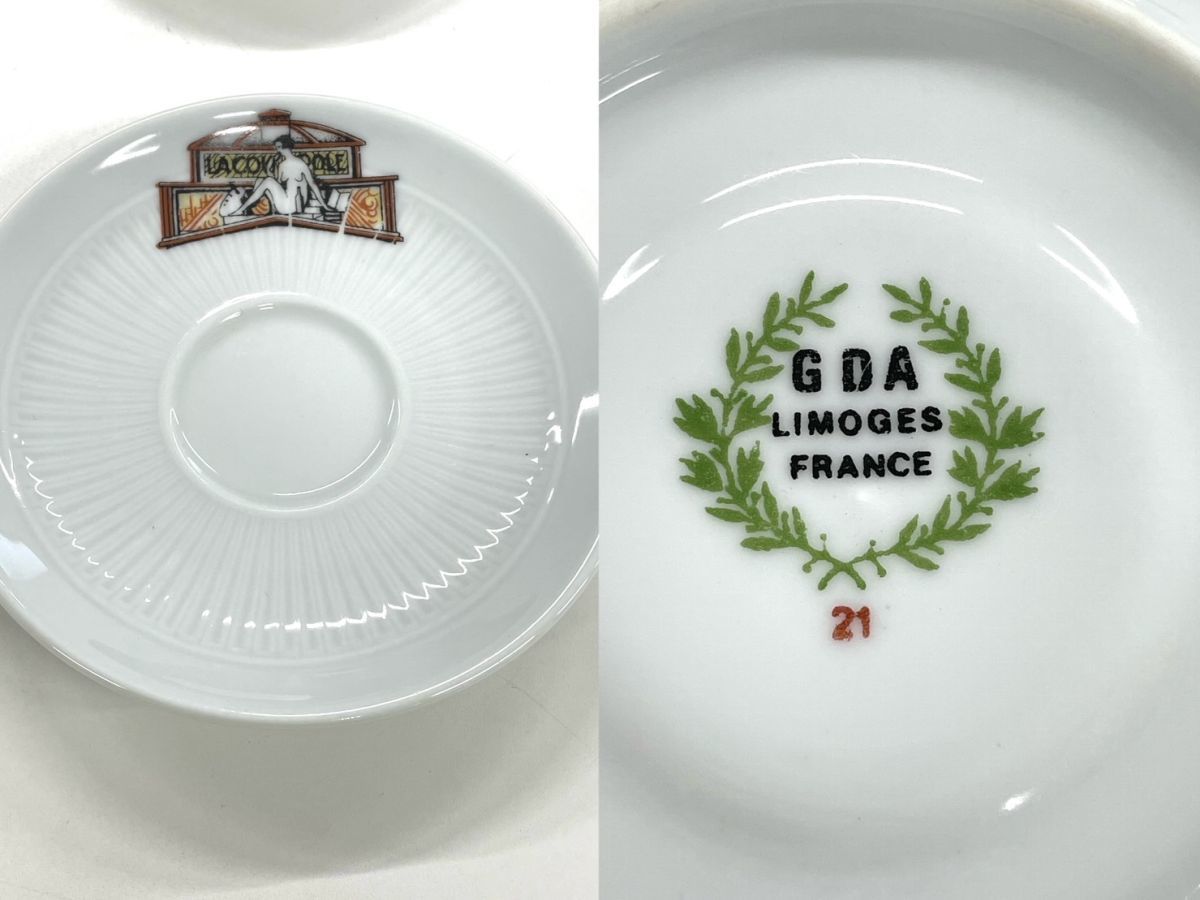 B210-W7-743 GDA LIMOGES FRANCE リモージュ カップ＆ソーサー 4点セット ホワイト ゴールド フランス ヴィンテージ ②_画像3