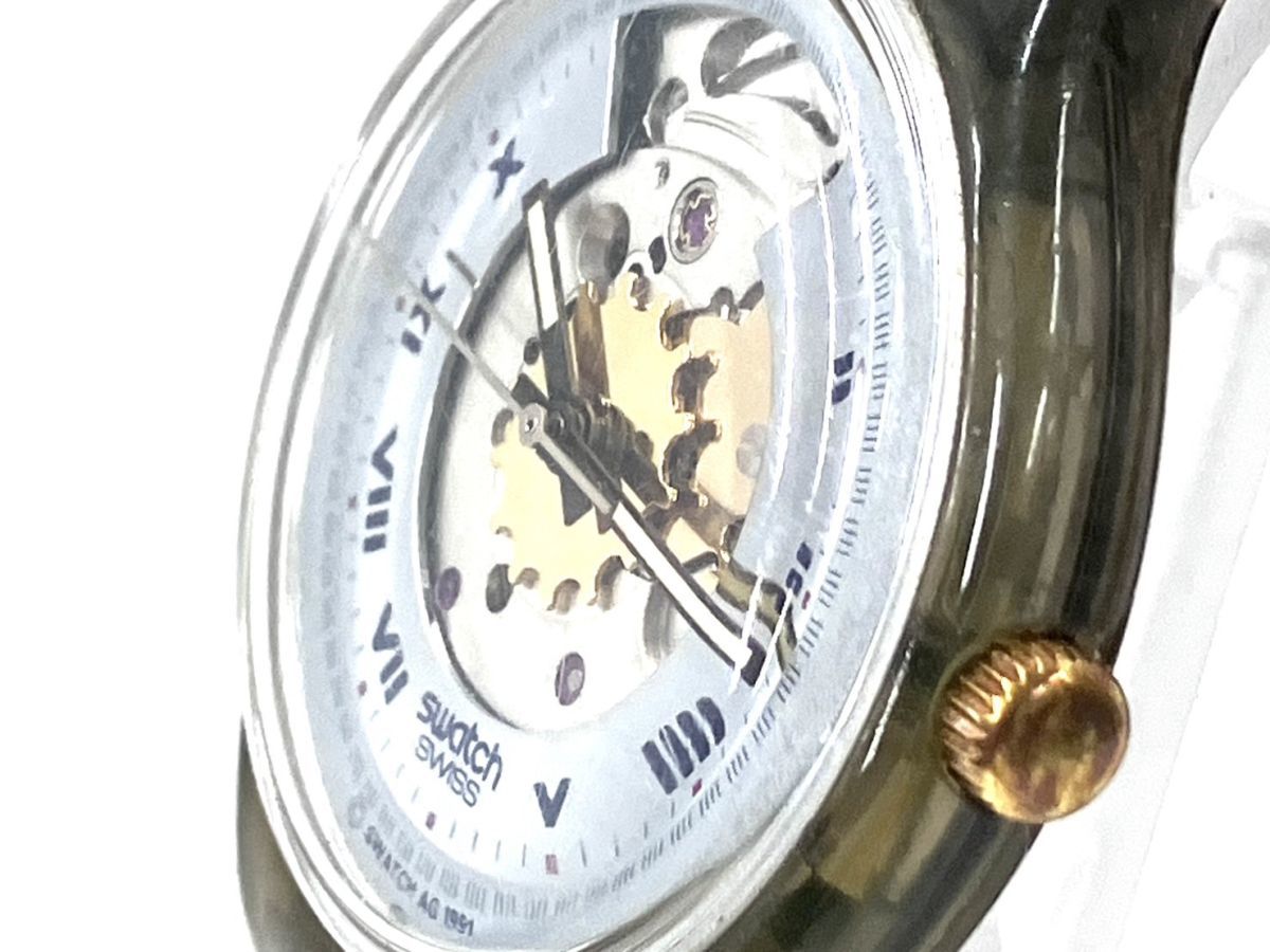 D012-I61-74 ◎ SWATCH スウォッチ RUBIN SAM100 メンズ 男性 腕時計 自動巻き 3針 両面スケルトン 稼働①_画像3