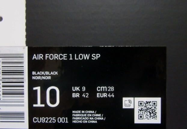 28cm Supreme × NIKE Air Force 1 Low Black US10 シュプリーム ナイキ エアフォース 1 黒Box Logo Sticker付 Tee SB Dunk CU9225-001_画像10