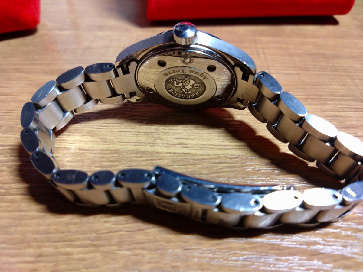 オメガ　シーマスター　アクアテラ　文字盤青　レディース　クォーツ　腕回り約19cm　箱付　送料無料　OMEGA　腕時計　