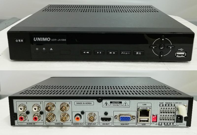 UNIMO 4CH デジタル ビデオ レコーダー UDR-JA1004 ユニモテクノロジー 防犯カメラ 即日発送 一週間返品保証【H23112825】_画像2