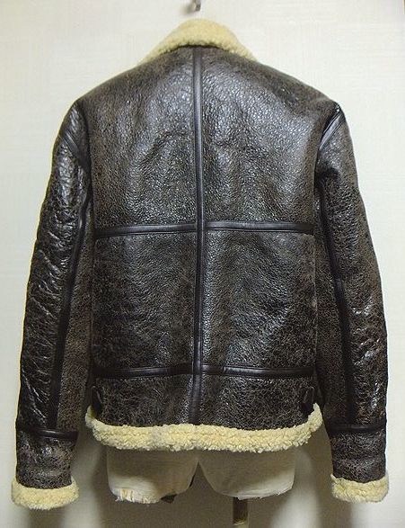 JUNGWOO FUR CORP.リアルムートン レザー B-3 フライトジャケット M(メンズ/羊毛革/肩53幅57丈65/ミリタリー/バイカー/ツーリング/アメカジ_画像2