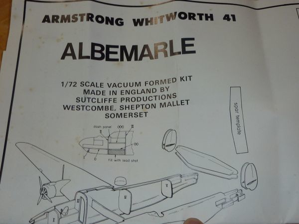 箱なし☆1/72　アームストロング ホイットワース アルベマール 41 グライダー曳航機 SUTCLIFFE PRODUCTIONS Armstrong Whitworth Albemarle_画像2