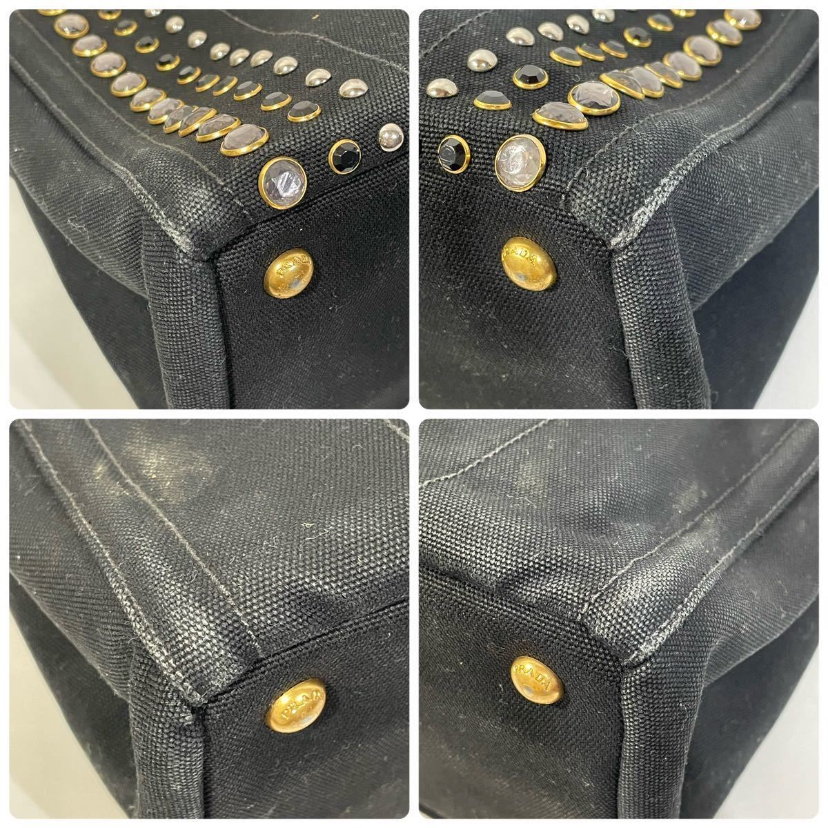 美品】 正規品 PRADA プラダ ハンドバッグ カナパ ビジュー 美品】 正規品 PRADA プラダ ハンドバッグ カナパ ビジュー