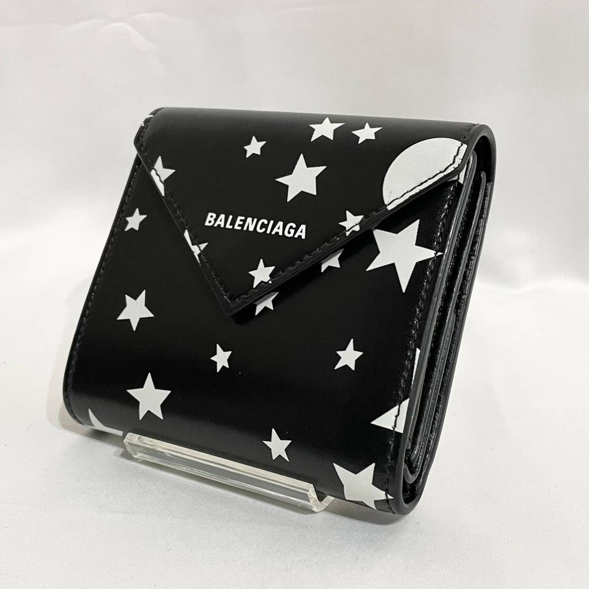 美品】 正規品 バレンシアガ BALENCIAGA 三つ折り 折り財布 星 スター