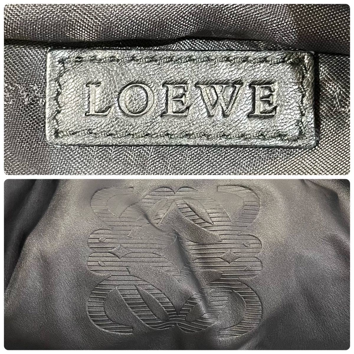 【美品】 正規品 ロエベ LOEWE ハンドバッグ ナッパアイレ アナグラム 型押し レザー 革 ブラック 黒 カバン 鞄_画像9