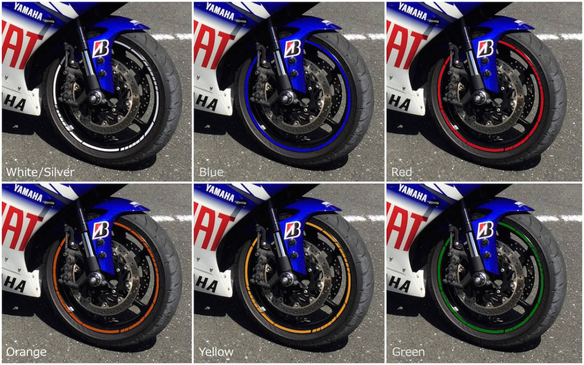 【即納可】反射リムテープ ステッカーホワイトシルバー CBR1000RR 600RR 400R 250R YZF-R1 R6 R25 R3 MT-09 07 Ninja1000 250 ZX-10R ZX-6R_※他のカラーも出品中です。