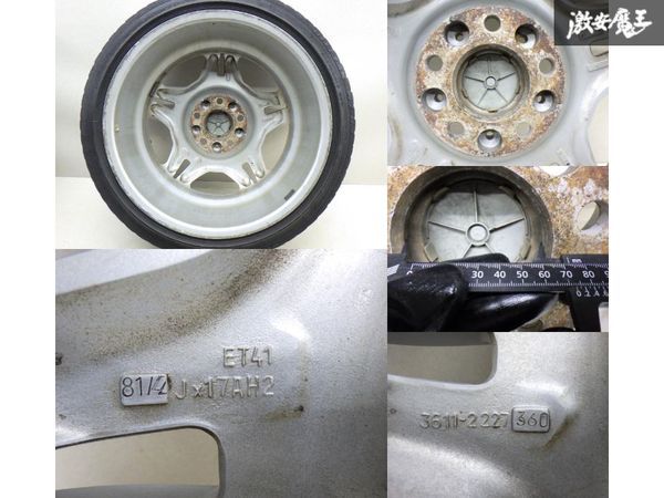 ●【希少！】 BMW 純正 オプション E36 M3 GT アルミホイール 17インチ 7.5J 8.5J +41 PCD120 5H BS BLIZZAK MZ-03 215/45R17 4本 棚L-3_画像8