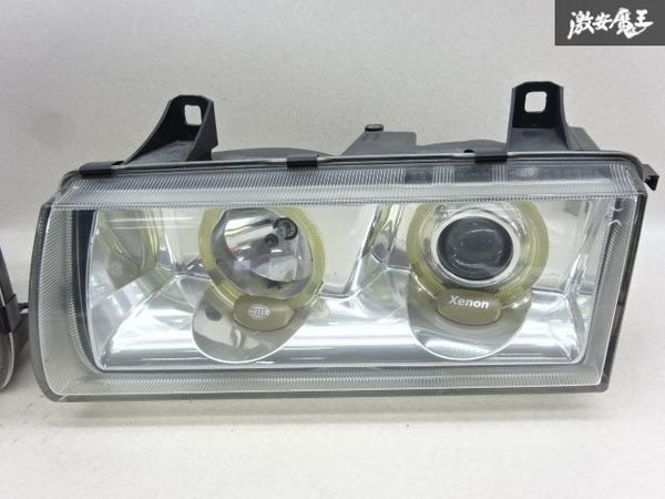 売り切り HELLA ヘラー製 BMW E36 3シリーズ イカリング付 HID ヘッドライト ランプ 左右 147613-00 147614-00 点灯不良品 訳有品 棚18-4_画像2