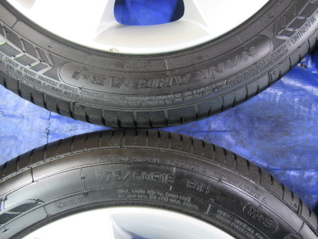 激安即決！日産純正 15-5.5J 4H/100 ET45 + NANKANG 175/60R15 2021年製！中古4本セット！キューブ マーチ ノート等！T007775の画像8