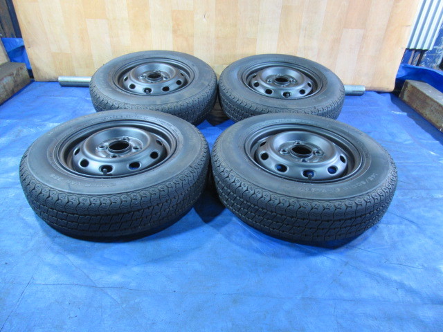 激安即決！マッドブラック スバル純正鉄 12-4B 4H/100 ET40 + YOKOHAMA 145/80R12 80/78N LT 6PR LT 中古4本！サンバー等 軽トラ！T007822_画像2