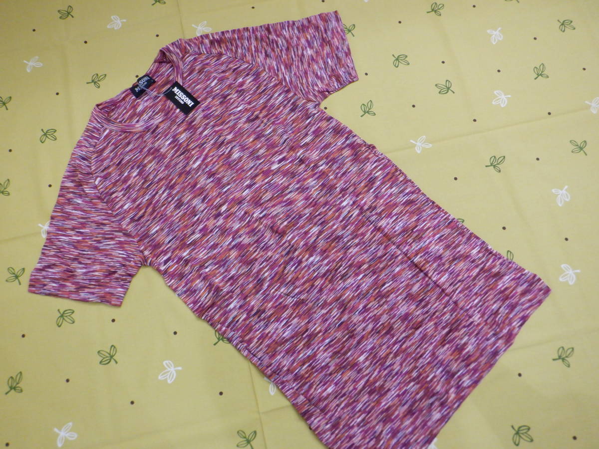 MISSONI Missoni gentleman short sleeves shirt T-shirt [M] Old pink ( wine series ) ound-necked shirt under wear small Japanese cedar industry cotton 100%