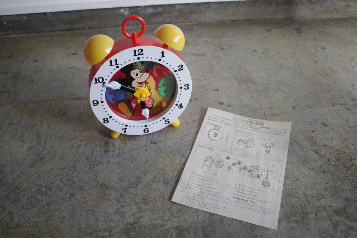 70's エポック ヴィンテージ チックタック時計 ミッキーマウス ゼンマイ式クロックおもちゃ 玩具 ディズニー 昭和レトロ 取説 箱ビンテージの画像7
