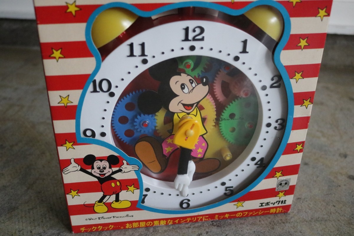 70's エポック ヴィンテージ チックタック時計 ミッキーマウス ゼンマイ式クロックおもちゃ 玩具 ディズニー 昭和レトロ 取説 箱ビンテージの画像10