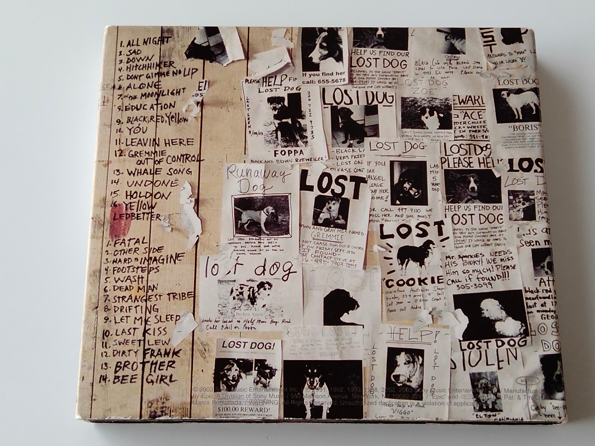 PEARL JAM / LOST DOGS 4面デジパック2CD EPIC US E2K85738 03年盤,B-SIDE&未発表レア曲30曲コンピ,パールジャム,Eddie Vedder,PJ,_画像2