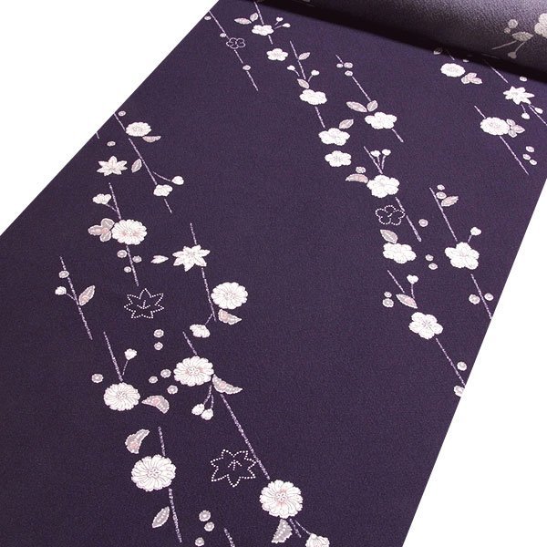 [ мир приятный магазин ] # изысканный . цветок узор слива клен глубокий фиолетовый цвет ткань натуральный шелк мелкий рисунок #