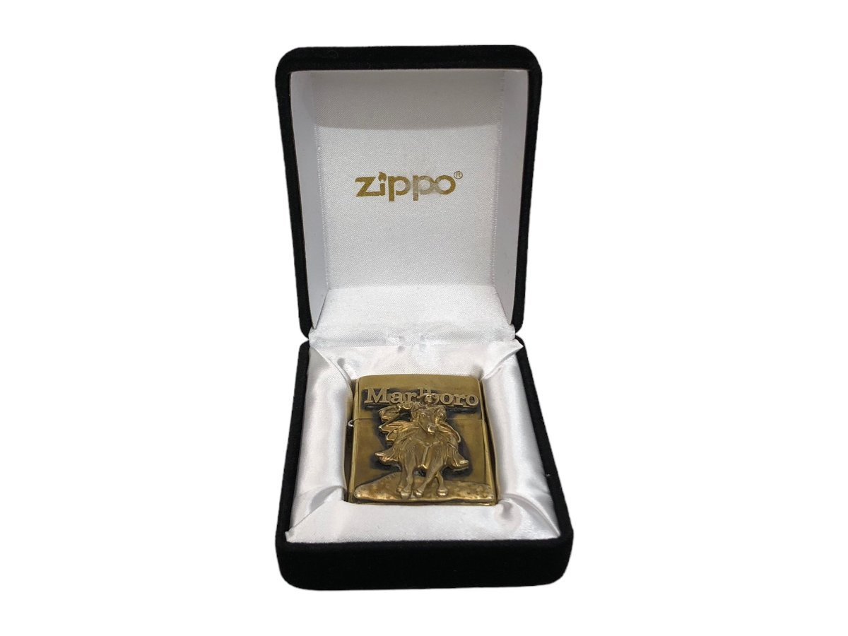 zippo (ジッポー) Marlboro マルボロ カウボーイ ソリッドブラス 1999年製 オイルライター ゴールド 雑貨/078_画像9