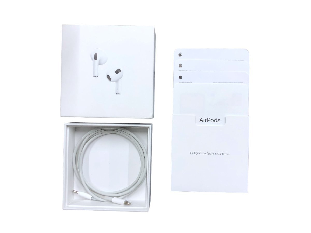 Apple (アップル) Air Pods エアポッズ 第三世代 ワイヤレスイヤホン Bluetooth A2566 MME73J/A ホワイト 家電/091_画像8
