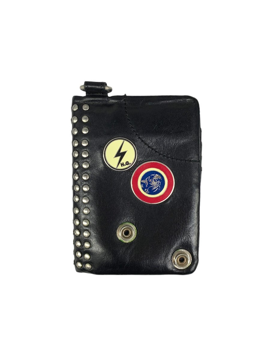 HYSTERIC GLAMOUR (ヒステリックグラマー) STUDS AND PINS LEATHER WALLET スタッズ ピンズ レザーウォレット 二つ折り財布 ブラック/025_画像1